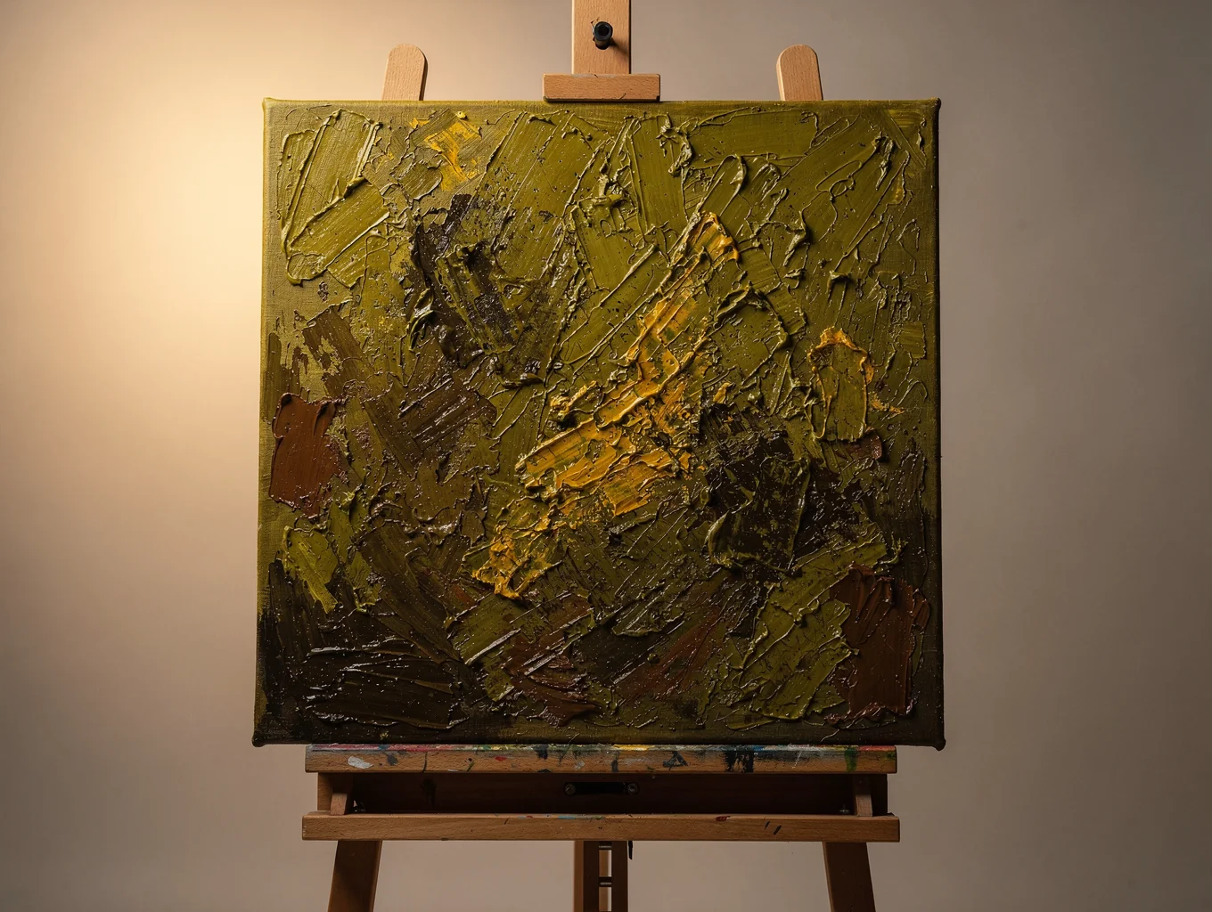 Small format oil study of olive and sage tones in deep summer